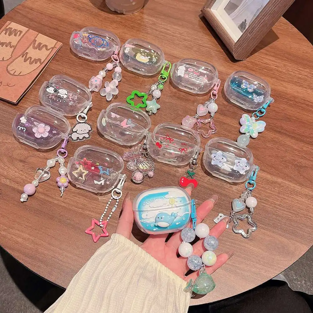 Funda protectora para Xiaomi Redmi Buds 6 Pro, funda para auriculares con estrella de dibujos animados y cereza para Redmi Buds6 Pro, funda a prueba de golpes con gancho