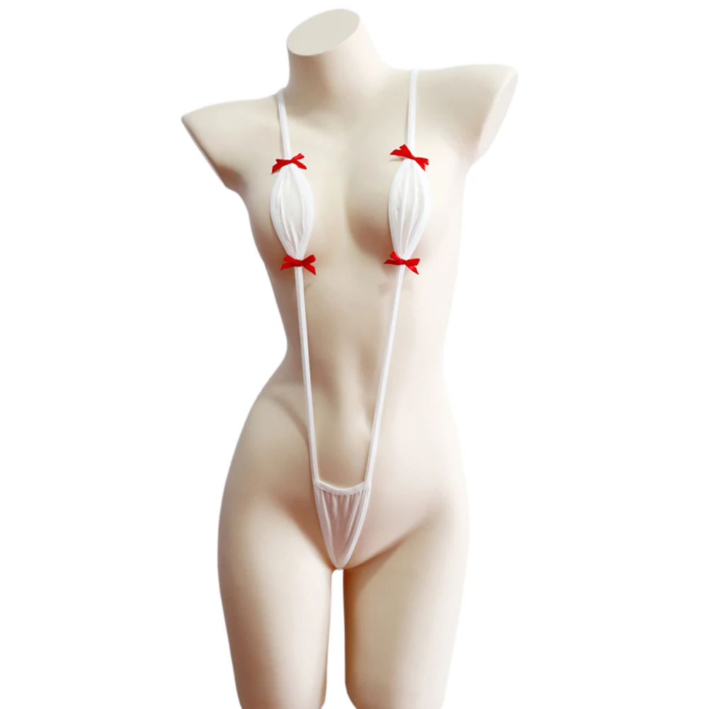 المرأة اليابانية ثلاث نقاط بذلة بيكيني جوفاء ملابس السباحة الضيقة جنسي الملابس الداخلية البوليستر أسود/أبيض/وردي/أحمر/أزرق #3