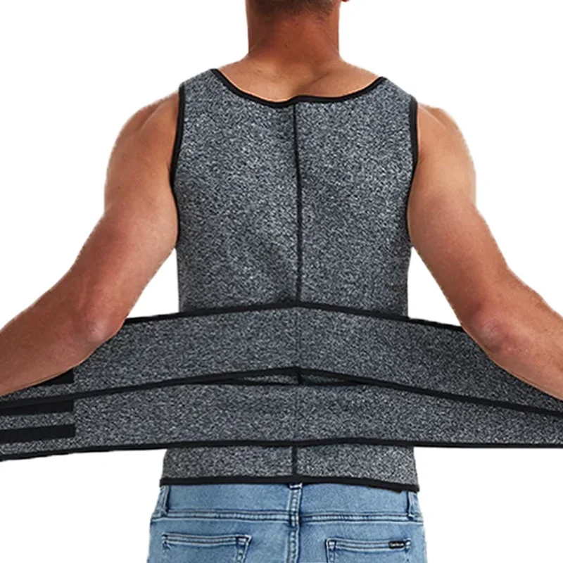 Men's Body Shaper Waist Trainer Sauna Vest Double Belt Sweat Shirt Corset Top Abdomen Slimming Shapewear Fat Burn Fitness Suits