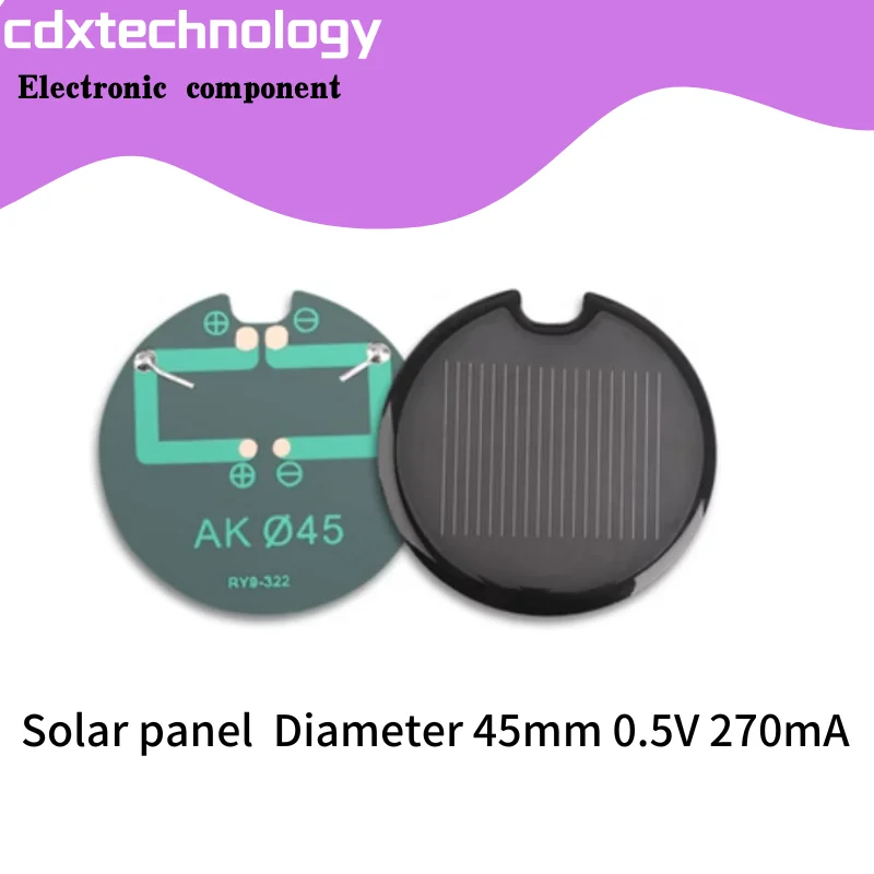 5pcs/lot Solar panel  Diameter 45mm 0.5V 270mA  drip panel photovoltaic power generation battery charging