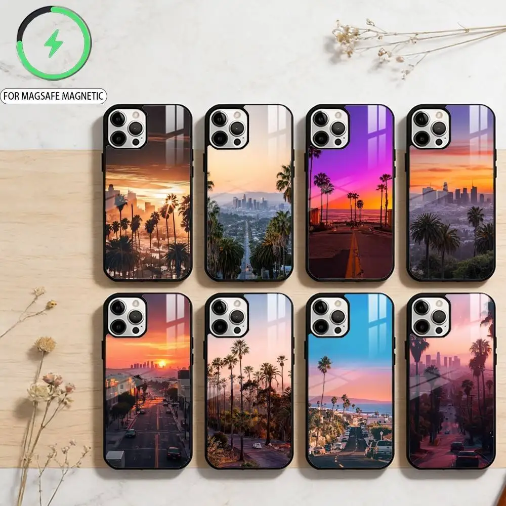 

California Travel Los Angeles Magnetic For Magsafe Wireless Charging Phone Case For iPhone17,16,15,14,13,12,11 Plus,Pro Max