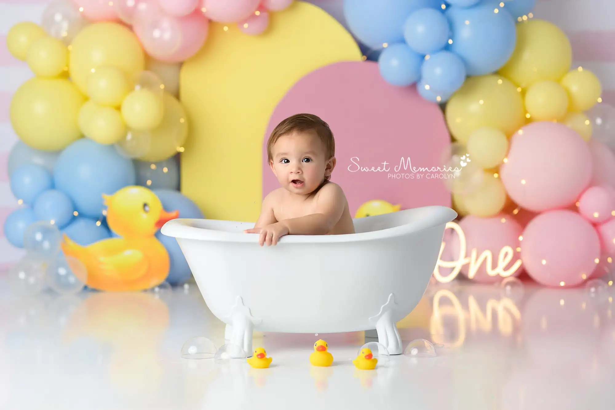 Rubber Duck Balloons Backdrops Kids Baby Birthday Cake Smash Props Child Yellow Balloons Arch Backgrounds