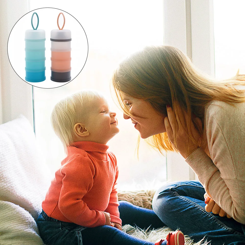 

2pcs Milk Powder Storage Box 4 Layers Large Capacity Baby Food Container Safe Pp Silicone Material Stackable Portable Organizer