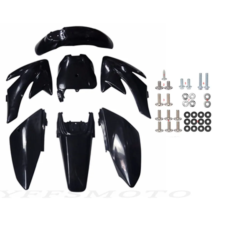 

7pcs Black Plastic Fender Kit+Bolt for 70cc CRF70F Pit Dirt Trail Bike Motocross