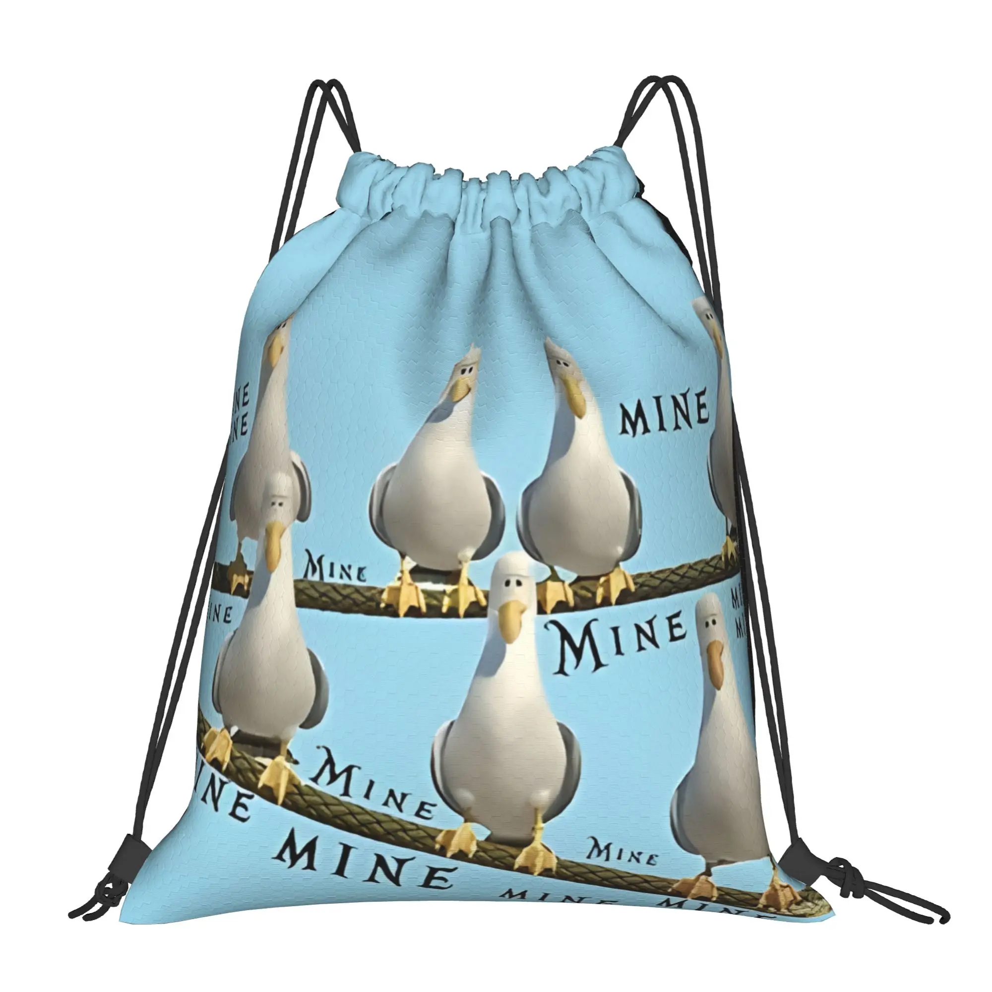 Mío! Bolsas con cordón portátiles de dibujos animados de Disney de Los Gaviotas de Buscando a Nemo para viajes al aire libre, mochilas de almacenamiento para gimnasio y ciclismo