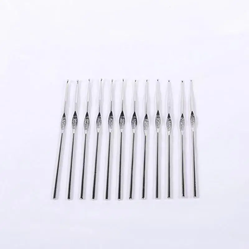 12Pcs/set Crochet Hooks Multicolor/Silvery Alumina Knitting Hooks  Wigs Knit Sewing Accessories Tools DIY Craft Knit Needle Tool