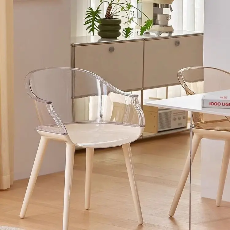 

Скандинавский акриловый стул, бытовой сетчатый красный стул со спинкой, простой фото, прозрачный сетчатый стол, акриловый табурет