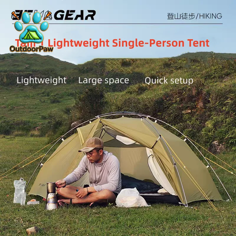 3F UL Gear Taiji 1 Ultralight Tent 3/4 Season Portable Backpacking Tent for 1p Double Layer Tent for Camping, Climbing, Hiking