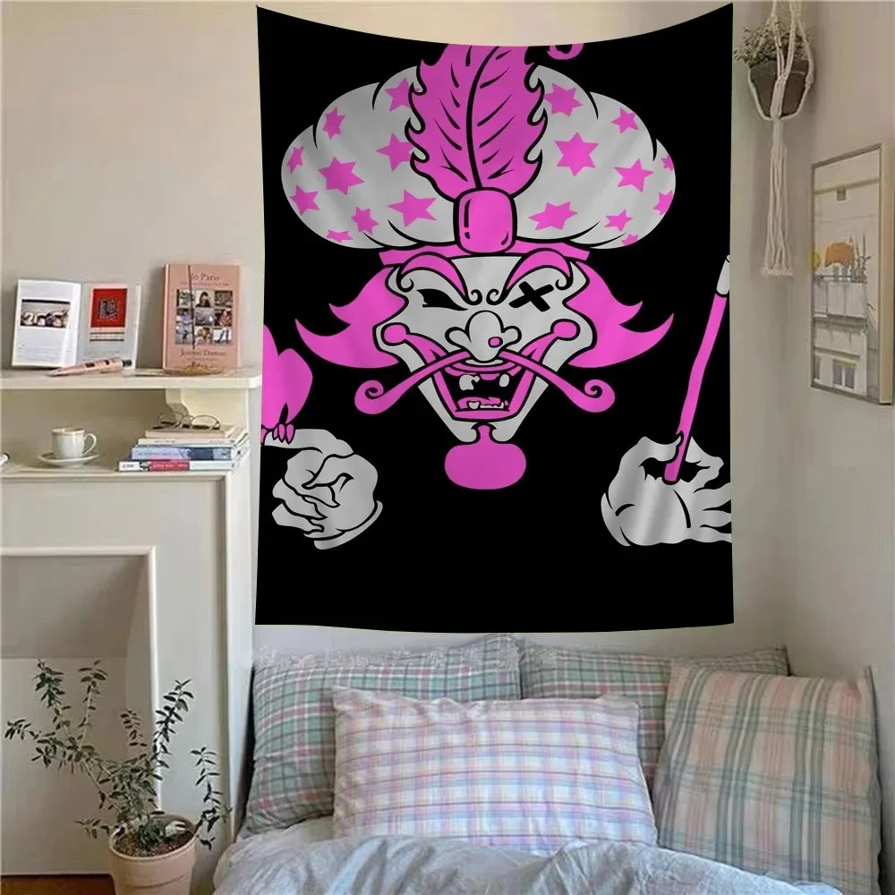 Verrückter Clown-Band-Wandteppich – Wandbehang mit Anime-Stil, einzigartige Musik-Themen-Dekoration für Schlafzimmer und Wohnzimmer