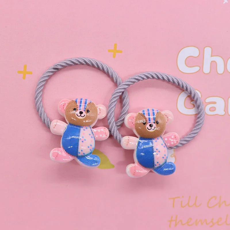 10Pcs Kawaii Cartoon Graffiti Bear Hair Accessories Baby Hair Rubber Bands Children's Elastic Bands For Girl Scrunchies Gift