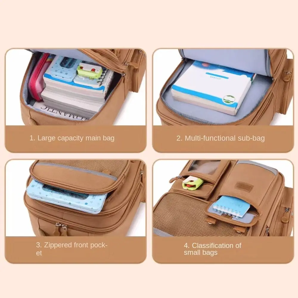 Multi-Compartment Capybara Backpack Waterproof Large Capacity Cartoon Animal School Bag Wide Straps Oxford Cloth