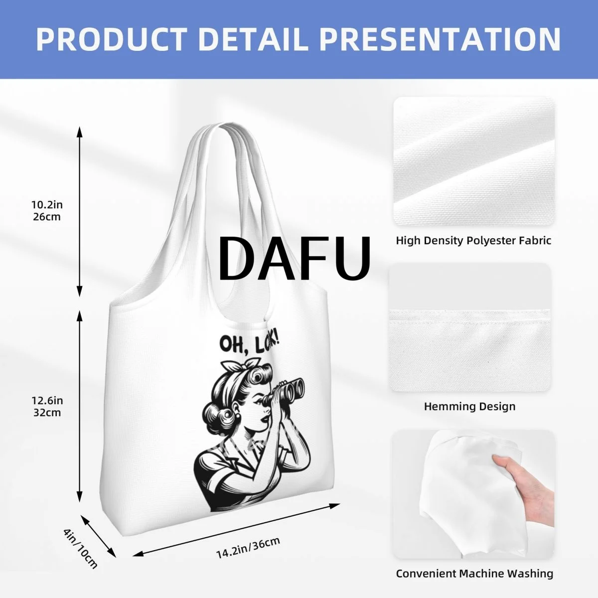 Curious Eyes Ahead Large Capacity Canvas Tote Bag Single Shoulder Work Commute Bag For Women Eco-Friendly Shopping Bag