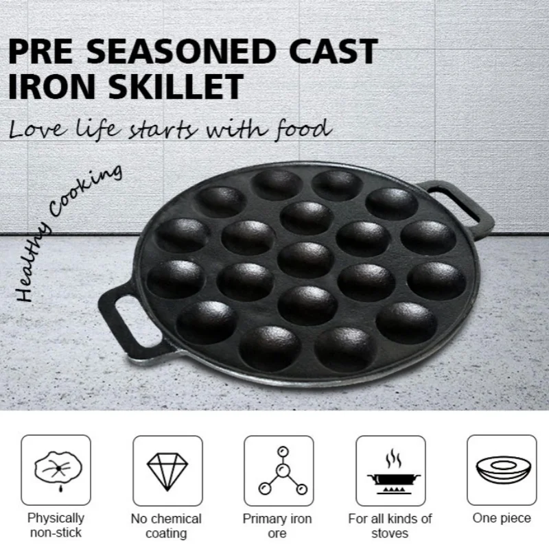 24 سنتيمتر 19 حفرة الأخطبوط الكرة الصغيرة وعاء التجارية مزدوجة الأذن جولة مقلاة خبز كرة السمك الأخطبوط حرق القالب