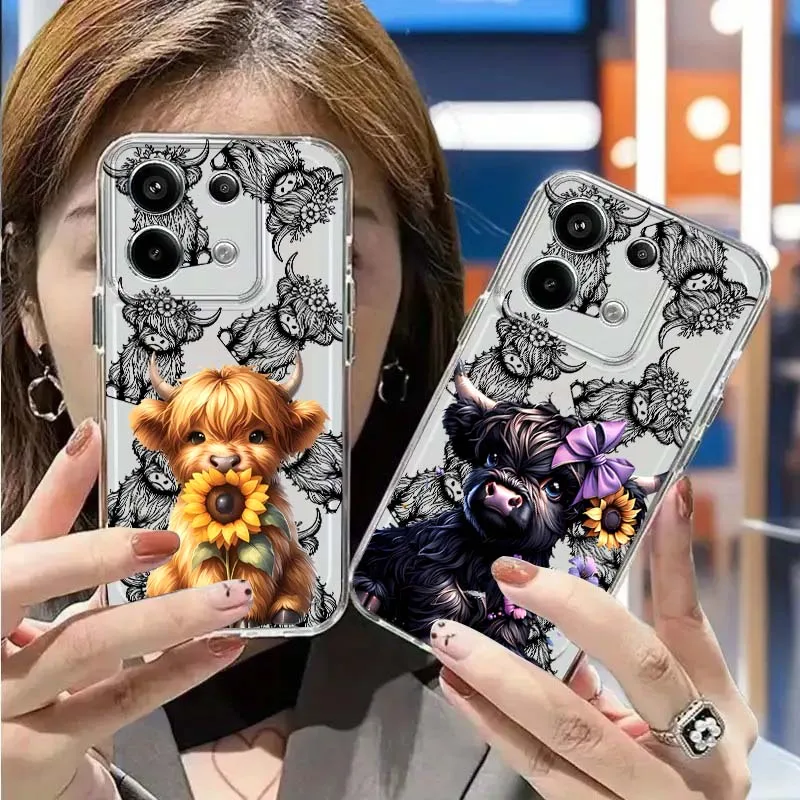 

Cartoon Cow Cute Art For Xiaomi Mi Poco F2 F3 F4 F5 F6 X5 X6 X7 Pro TPU Protection Transparent Phone Case