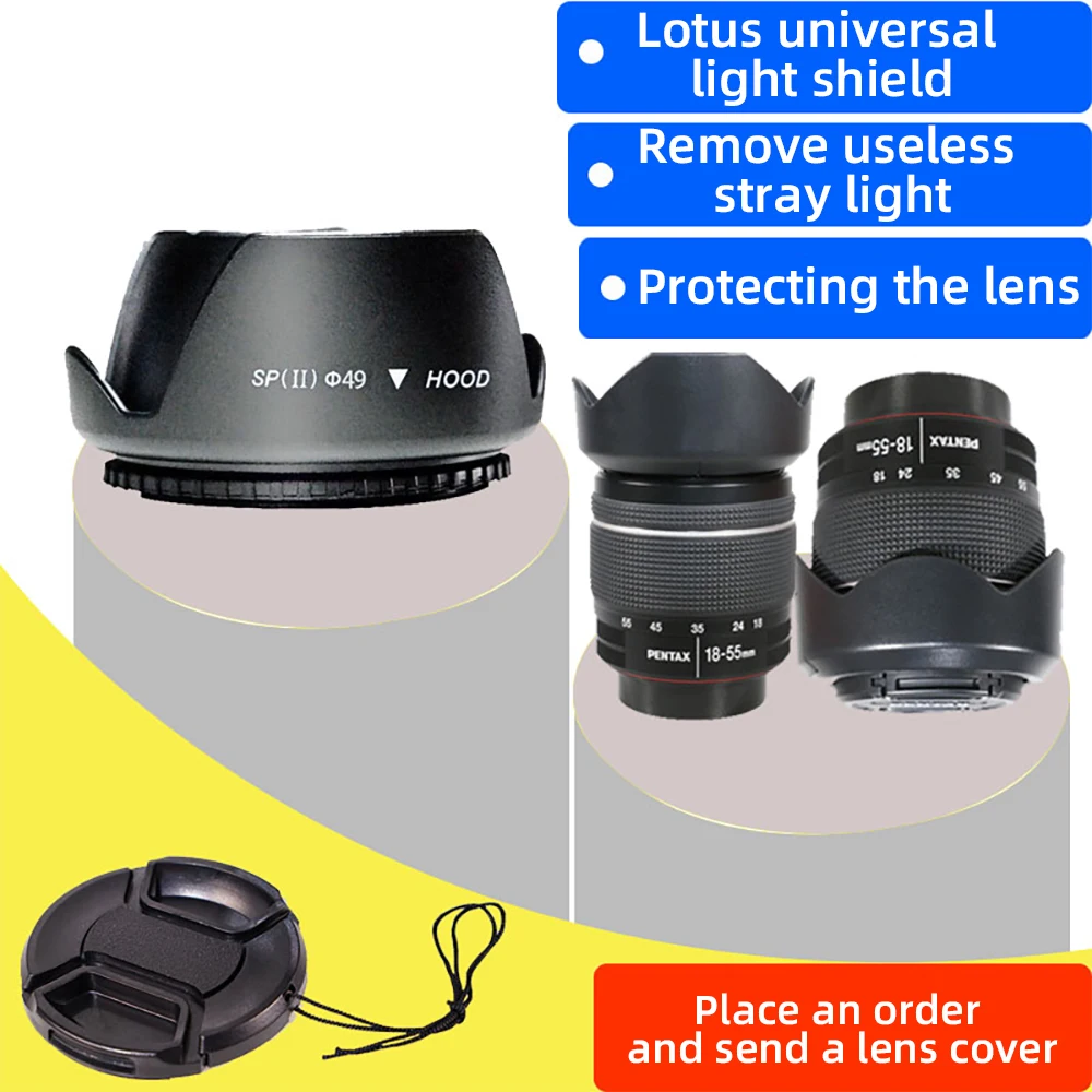 Lotus light shield suitable for Canon SLR, Sony mirrorless fixed focus lens, reversible screw mouth light shield