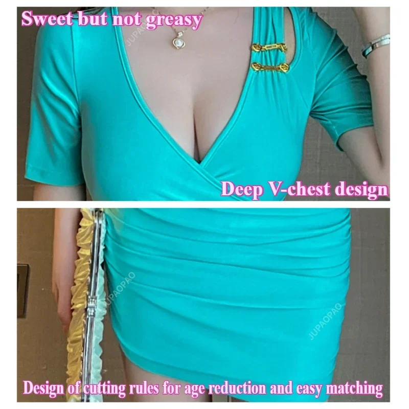 New Women's Workwear Sexy Aesthetics Low Cut V-neck Slim Fit Women's Elegant Dress Health Center Ear Picker Foot Bath Technician