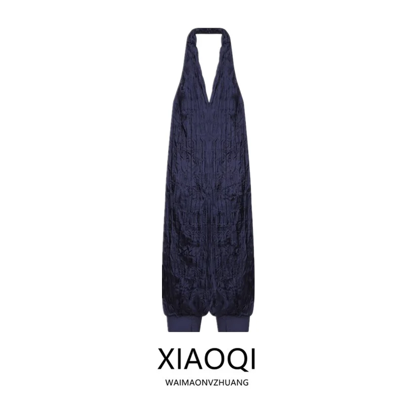 Elegant Backless Jumpsuit with Hanging Collar High Quality Material Autumn 2026 New Women's Fashionable One-Piece Suit