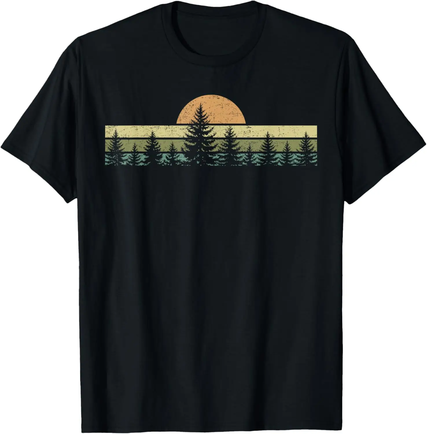 Outdoors Forest Trees Nature Women Men Retro Vintage Graphic T-Shirt 100% Cotton Trendy Y2K Short-Sleeve Tee – Soft, Quick-Drying, & Moisture-Wicking; Ideal for Sports or Casual Wear; Great Gift for Christmas or Halloween.