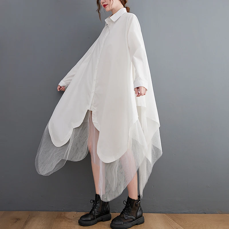 Saia maxi feminina dr irregular emenda me irt dr bainha ultra larga cor pura commute sle longo gola sve