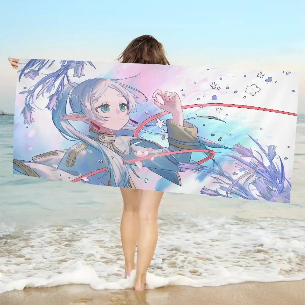 F-Frieren Melancholic-Fantasy Microfiber Blanket Quick Drying Beach Towels Oversized Printing Super Absorbent Pool Towel Blanket