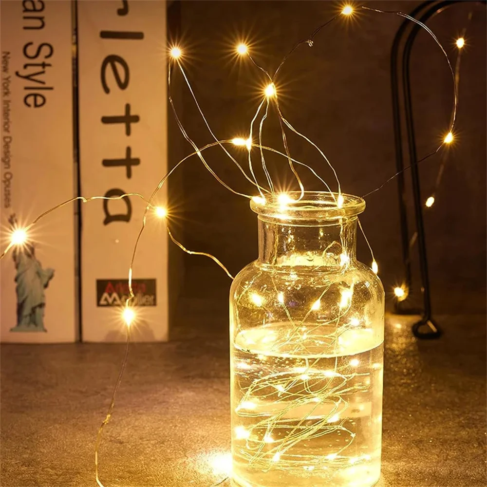 LED Fairy Lights Battery-Operated Garland Copper Wire Light String Wedding Party Christmas New year\'s Eve Garland Decoration