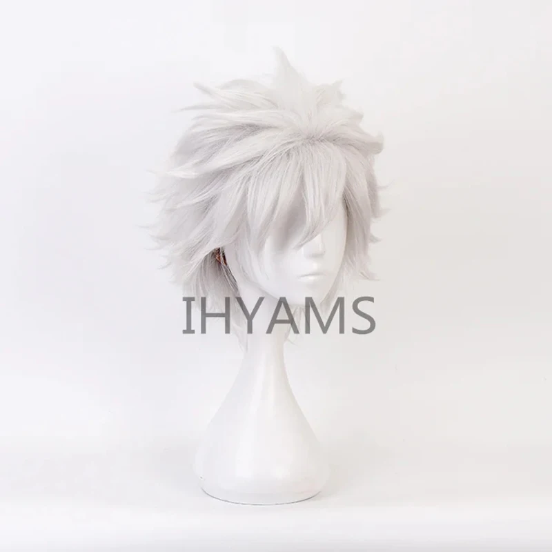 

Shinazugawa Sanemi Косплей Парик Хэллоуин Короткие Серебристо-Серые Синтетические Волосы + Кепка Для Парика