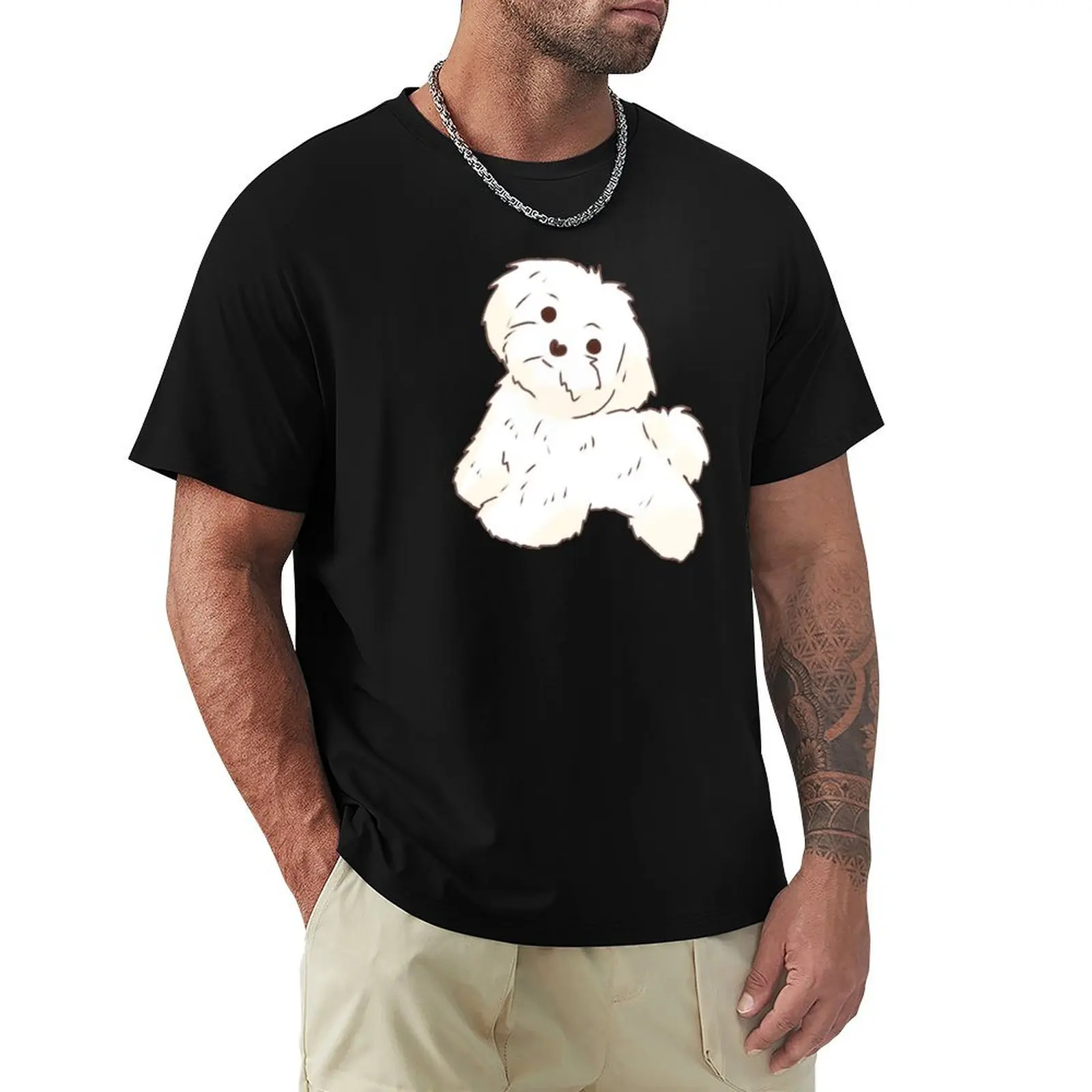 

Maltese drawing T-Shirt oversized graphic tee blue archive cotton graphic tees graphics T-shirts for men cotton