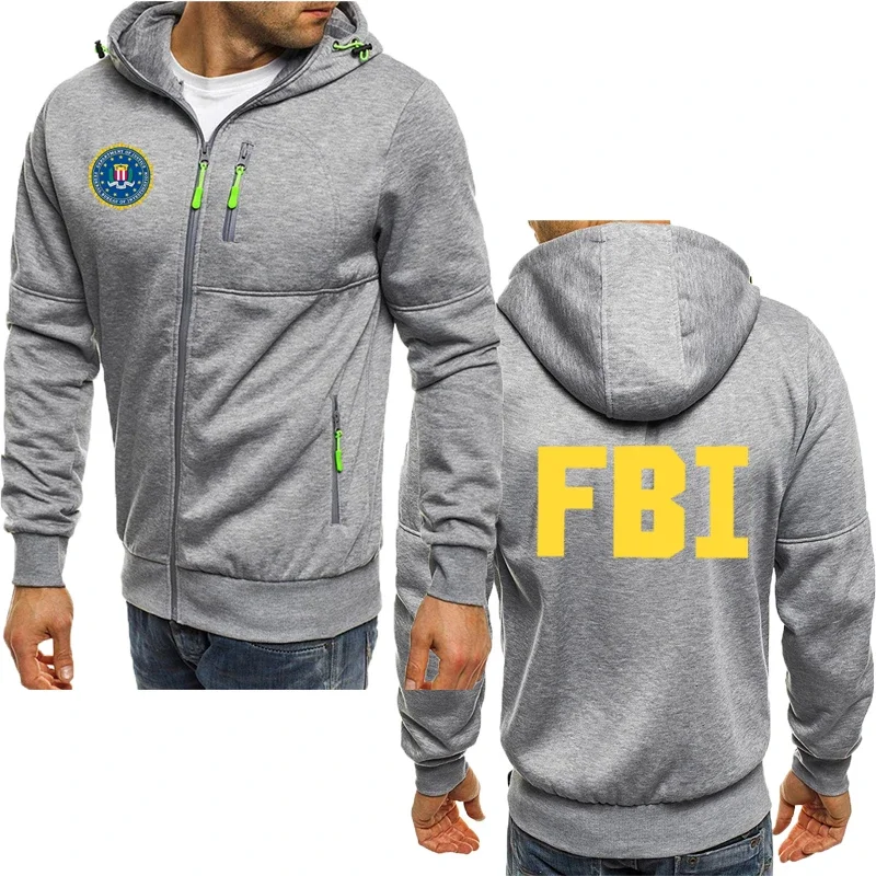 Jaqueta de algodão impresso FBI para homens, capuz de esportes ao ar livre, moletom com capuz moda casual marca top de alta qualidade, primavera,...