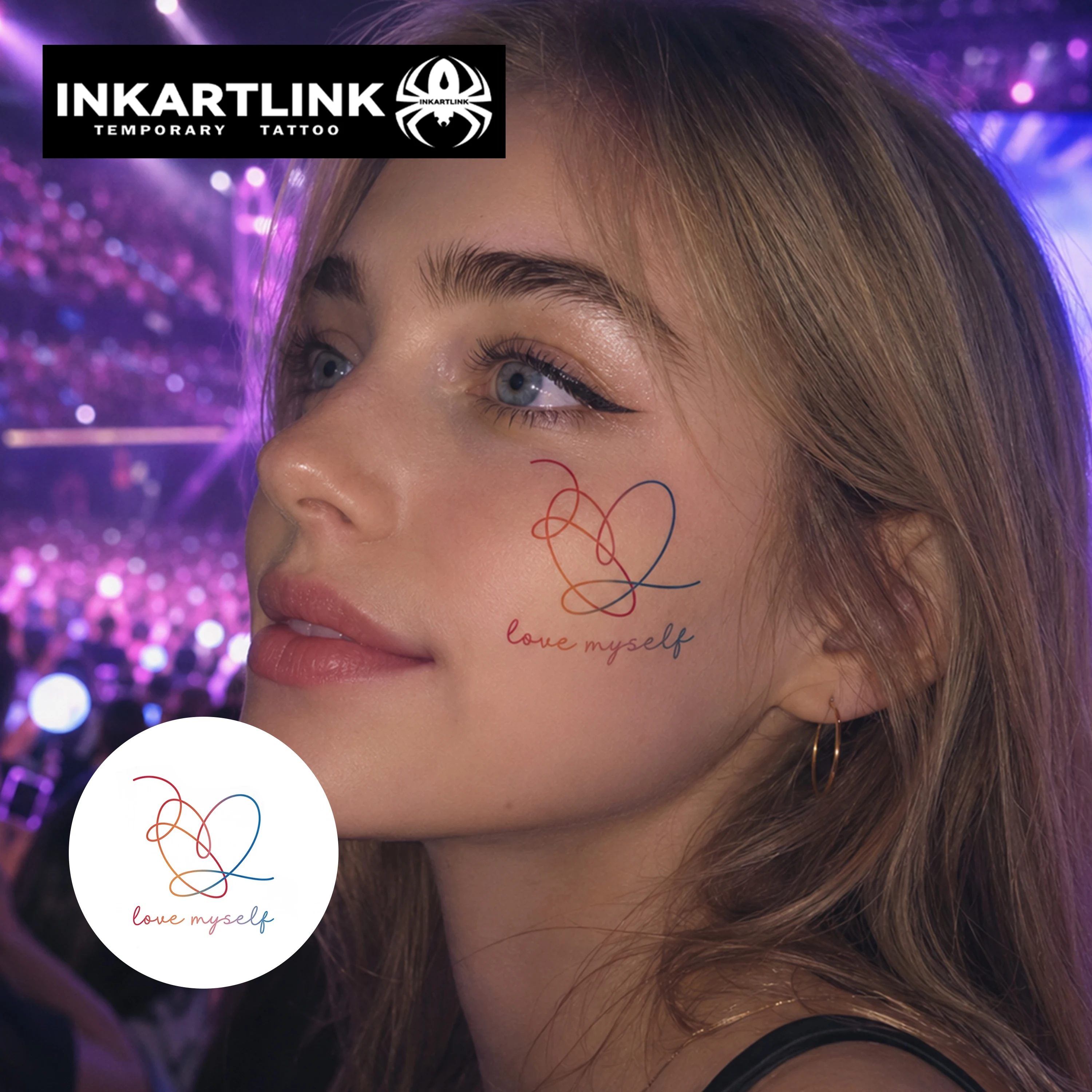 INKERTLINK 1PC Ins style gradient love decoration sticker waterproof sticker lasts for about 15 days, a must-have for parties