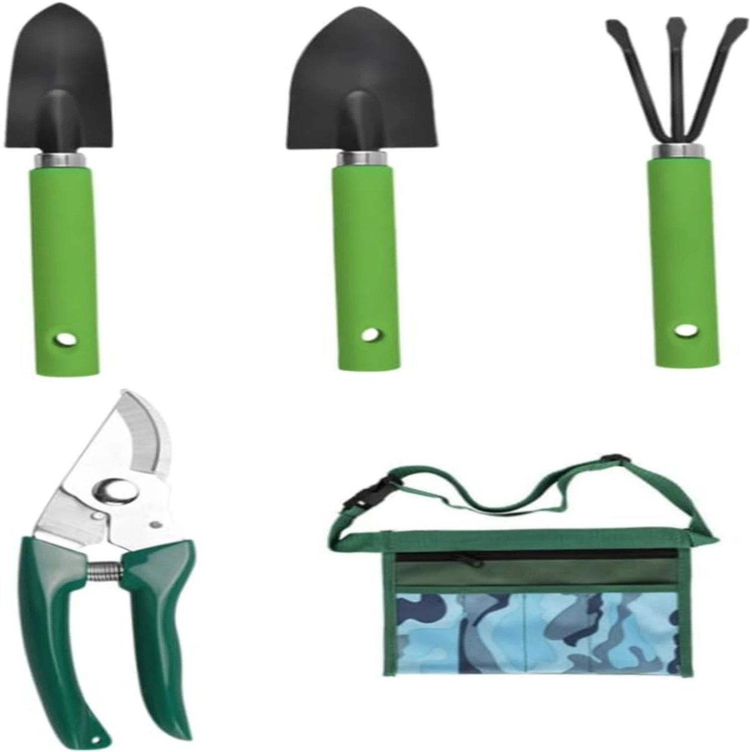 Garden Tools Set Heavy-Duty Pruning Scissors Durable Gardending Hand Tools Kit with  Bag 5Pcs, Garden Shovel