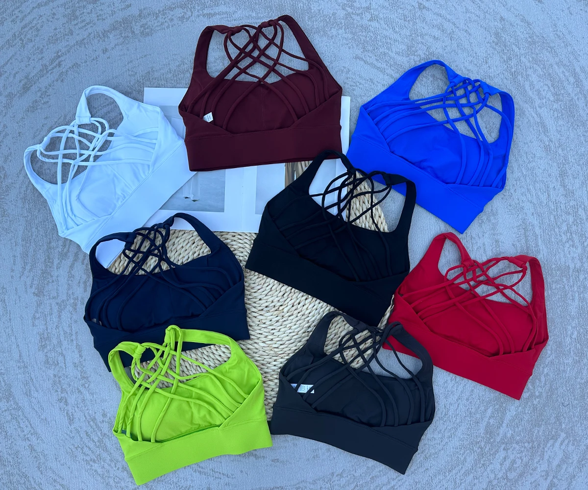 Yoga Sports Bra 8-Strap Back Design Shockproof Outdoor Running Indoor Pilates Tank Top Women's Fitness Clothing