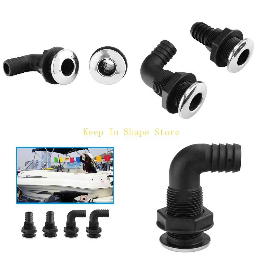 20 25mm Nylon Plastic Thru-Hull Bilge Sewage Outlet Fitting Wide for Rim Pump Aerator Hose Boat Marine Yacht Accessories