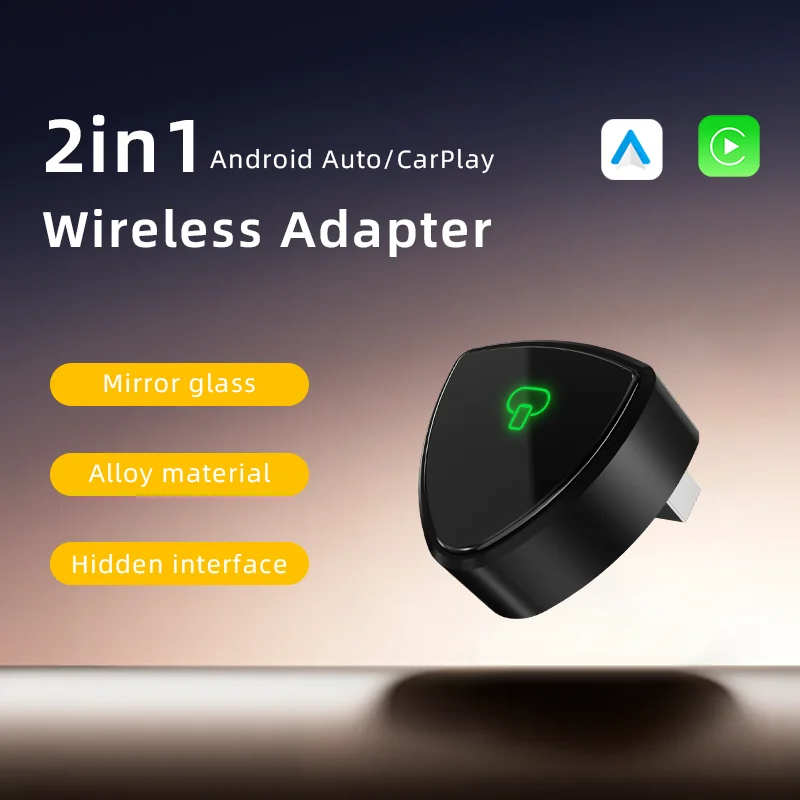2025 adaptador carplay sem fio 2 em 1 mini caixa inteligente bt conexão automática plug and play wifi conexão rápida para volvo benz mg kia mazda