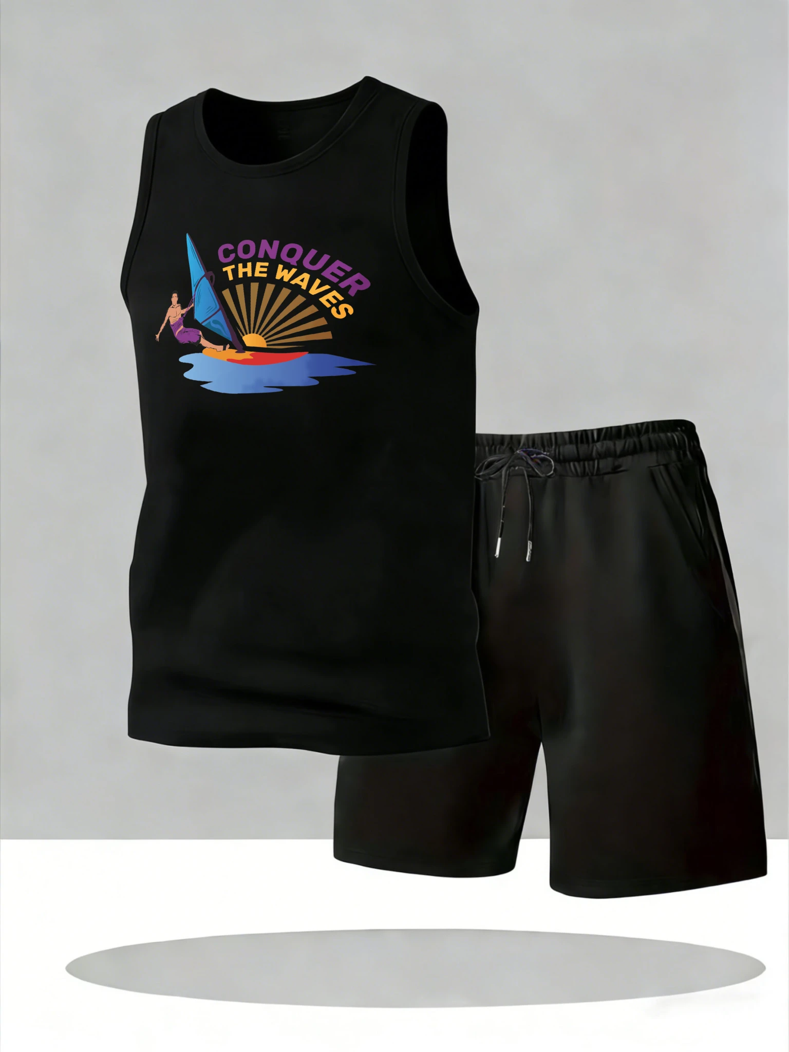 

Men's Tank Top Sets 2026 Summer Quick drying sports running crewneck drip clothing oversize beach Breathable jogging suit
