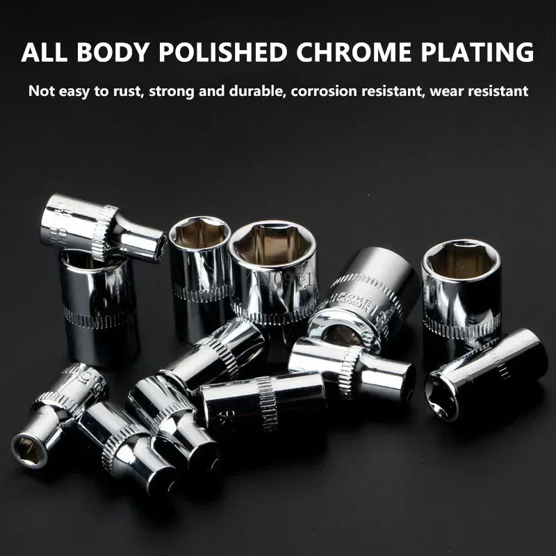 Presa corta 1/4 pollici Drive 6 punti Prese metriche 4mm 4.5mm 5mm 5.5mm 6mm 7mm 8mm 9mm 10mm 11mm 12mm 13mm 14mm Accessorio chiave