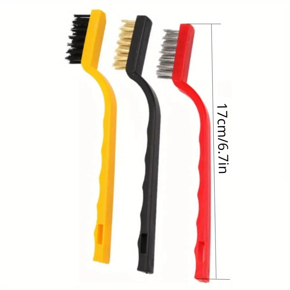 7 Inches Stainless Steel Brush Brass Cleaning Brush Polishing Rust Remover Metal Wire Burring Cleaning Tool Family 3-Piece Set