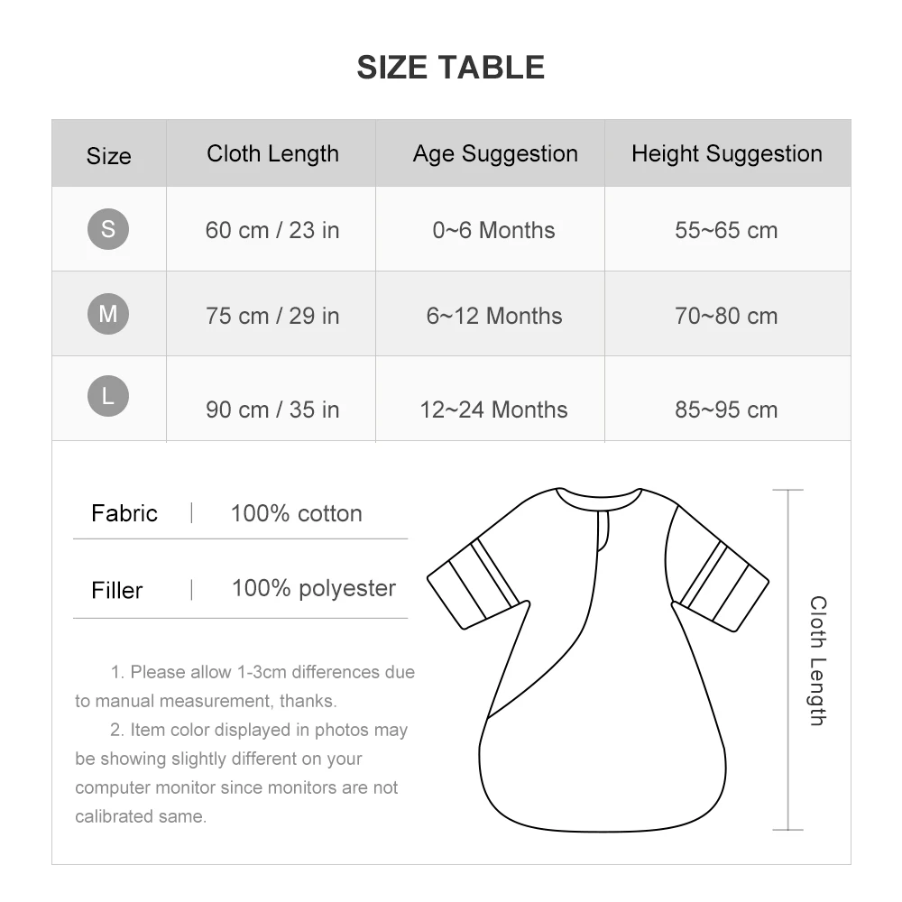 Sleeping Bag For Babies 0-24Months Thicker Winter Sleep Sack Removable Sleeves Kids Anti-Kick Prevent Cold Baby Blanket 3.5Tog