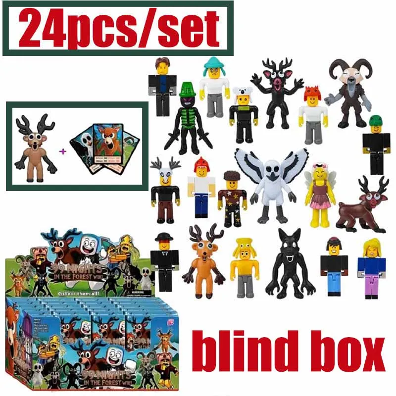 Mode Spel Nachten in Het Bos 1-24 stuks blinde doos Model Figuren De Hert En Uil Perifere karakter beeldjes PVC Speelgoed Geschenken