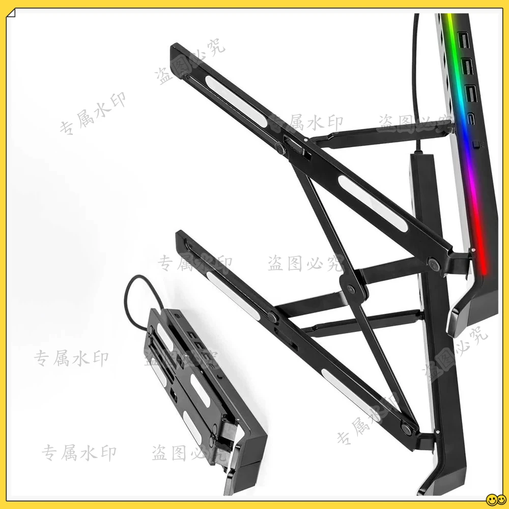 docking station Aluminum alloy luminous laptop stand folding heat dissipation desktop RGB tablet stand 3 USB ports 2 USB-C ports