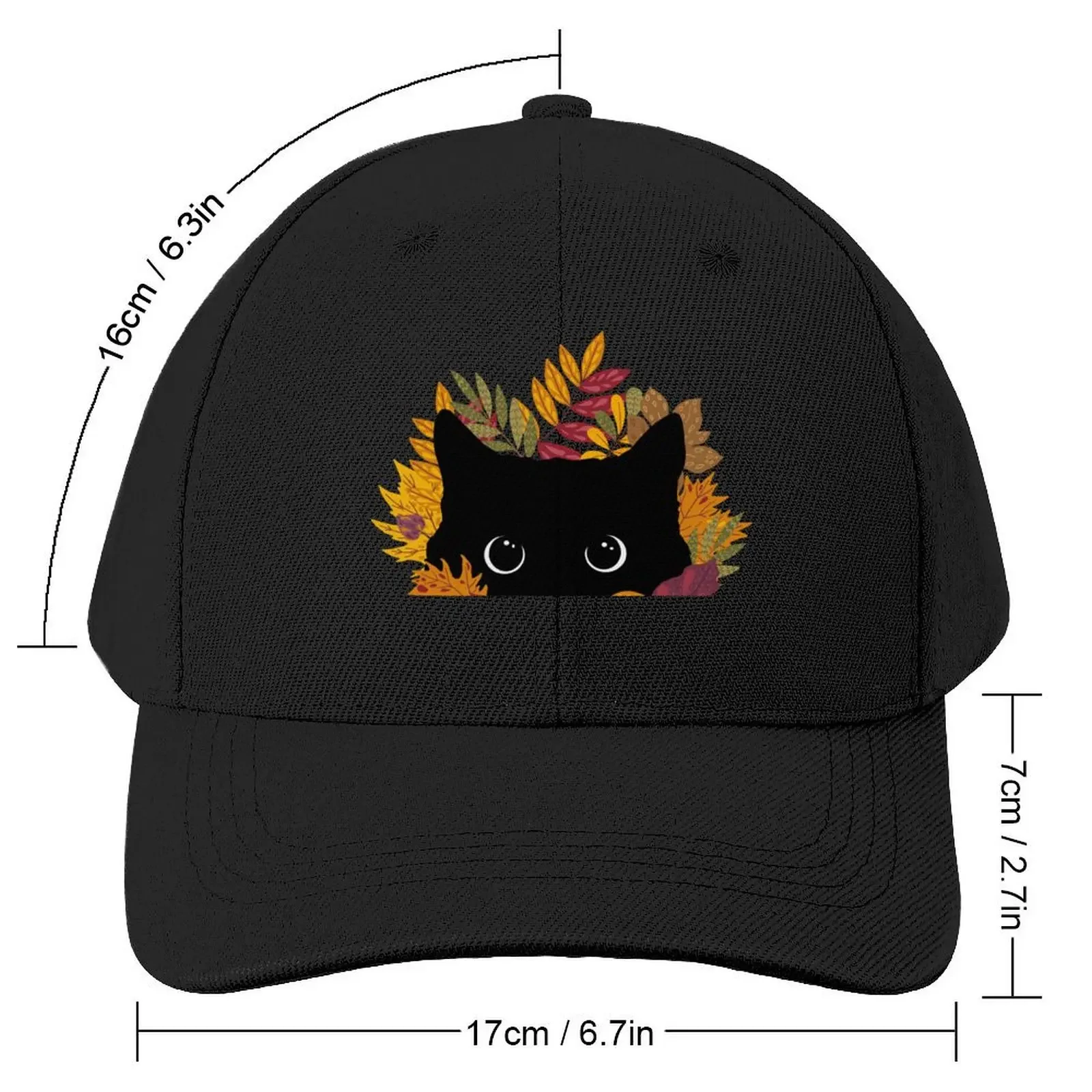 Black Cat Peeking Spying Autumn Fall Baseball Cap funny hat sun hat Horse Hat Military Cap Man Women's Hats 2024 Men's