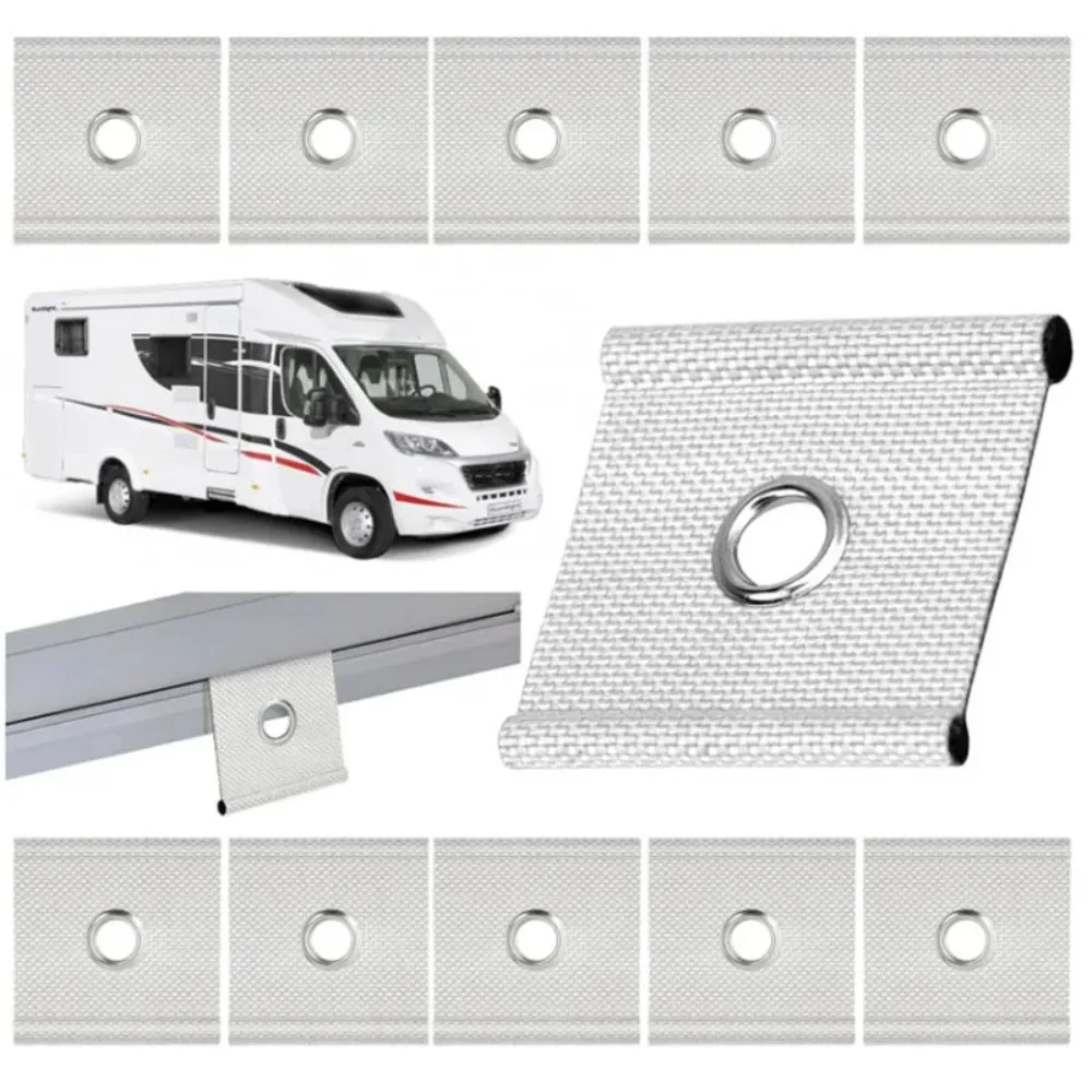 12PCS RV Camping Awning Hooks Clips Stainless Steel Sunshade Rail Hook RV Tent Hangers Sunshade Hook Clips Camper accessories