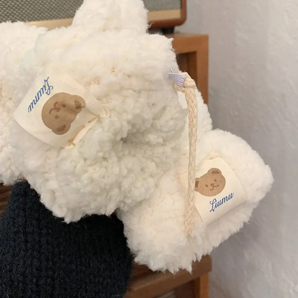 Simpatico orso guanti bianchi peluche addensato inverno tenere al caldo gli studenti cavalcano guanti intimo antivento freddo appeso al collo Famale