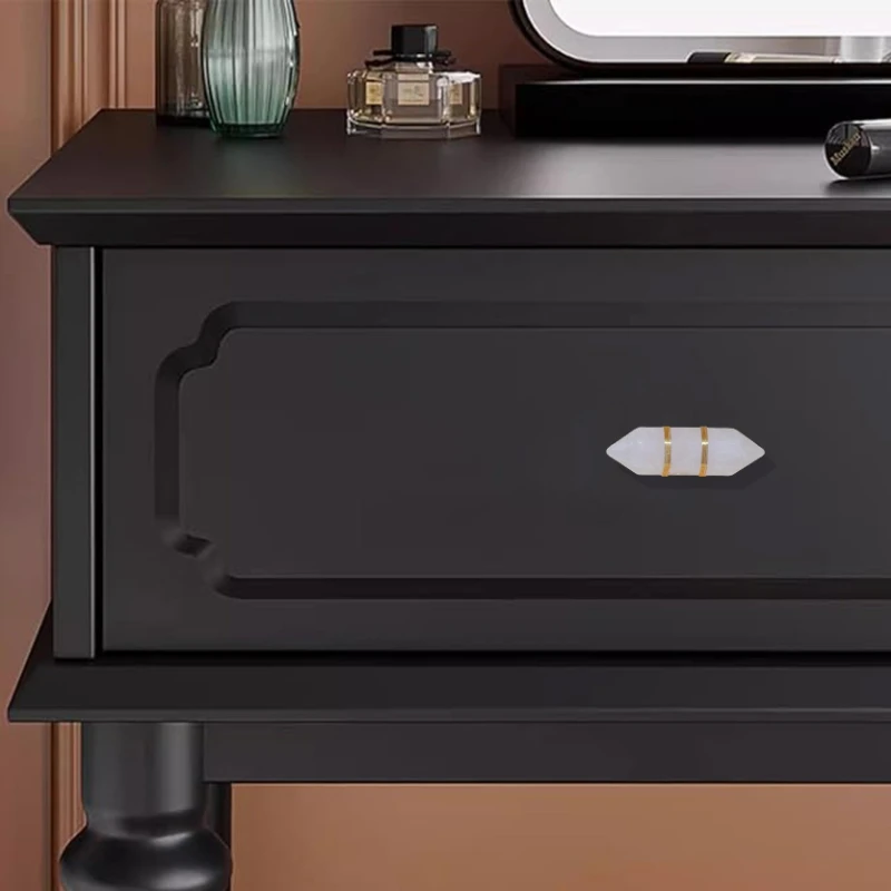 Light Luxury Pure Natural Stone Hexagonal Knob Brass Natural Crystal Drawer Handle Creative Cabinet Crystal Column Handle