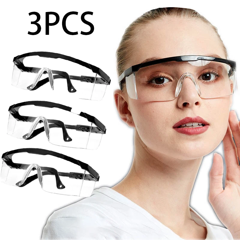 3PCS Work Safety Eye Protecting Glasses Goggles Industrial Anti-Splash Wind Dust Proof Glasses Motocross Cycling Glasses Goggles