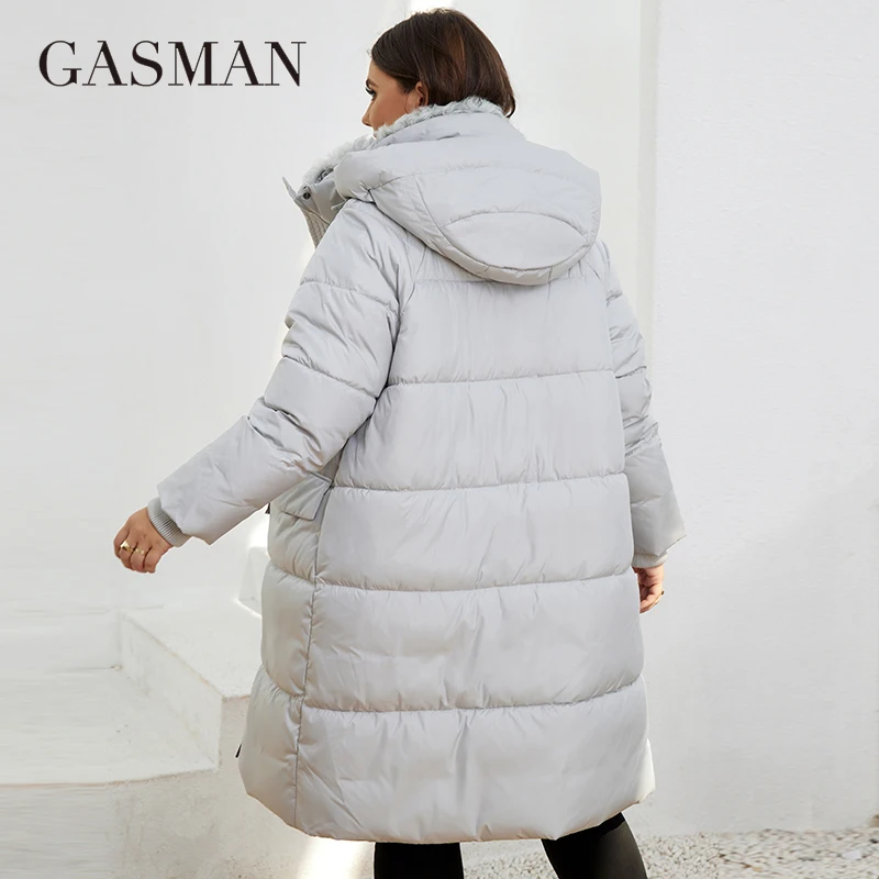 Gasmama – manteau Long et chaud à capuche pour femme, parka classique avec fermeture éclair et laçage, avec poches, collection hiver LD-21913