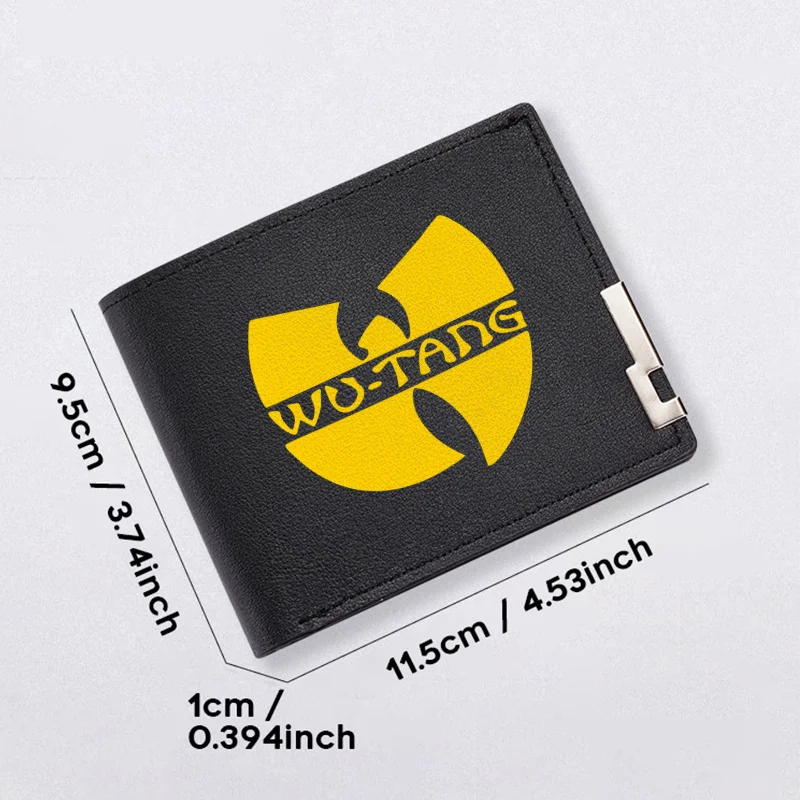 Portfel męski WU TANG LOGO ze skóry PU, krótki, w stylu biznesowym, lekki, wytrzymały, do codziennego użytku, modny dodatek.