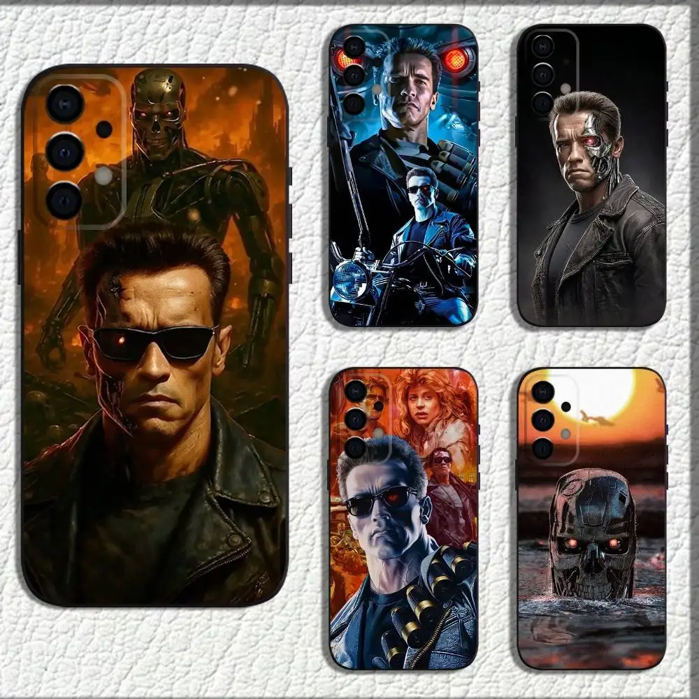 A-Arnold Terminator Schwarzenegger Capa de telefone para Samsung Galaxy A73,72,71,A52,51,40,41,A22,32,31,13,12,Note20 Soft Black Shell