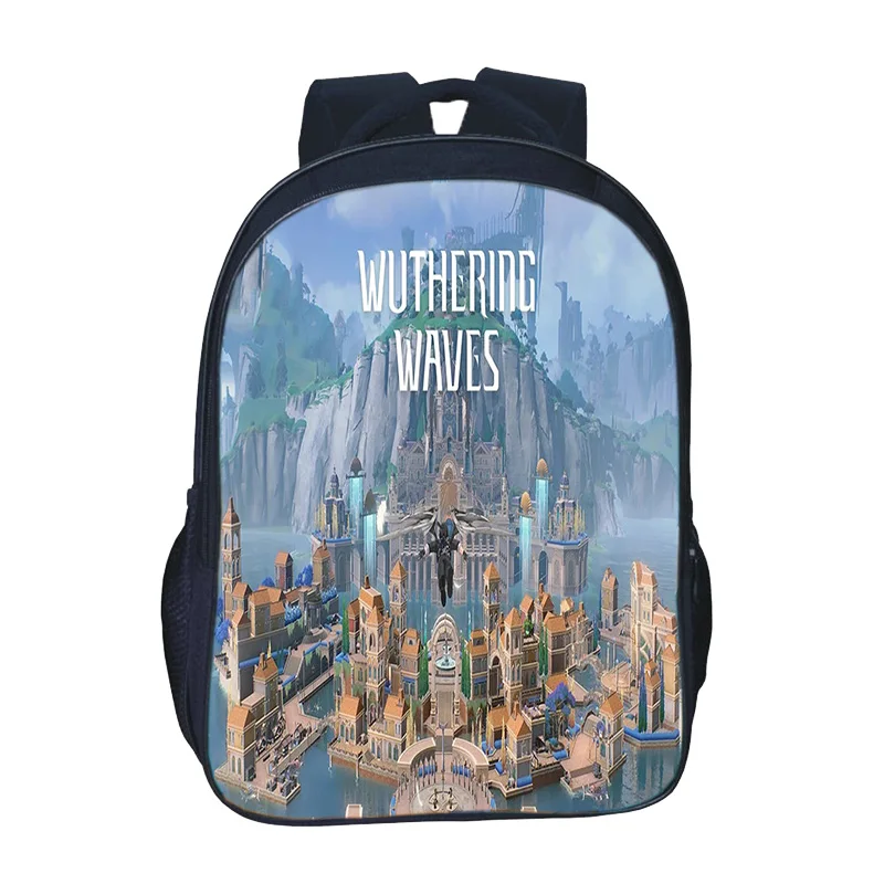 

Горячая игра Wuthering Waves крутые школьные рюкзаки в стиле аниме 16 дюймов мультфильм DIY узор рюкзак на молнии детский повседневный рюкзак из полиэстера