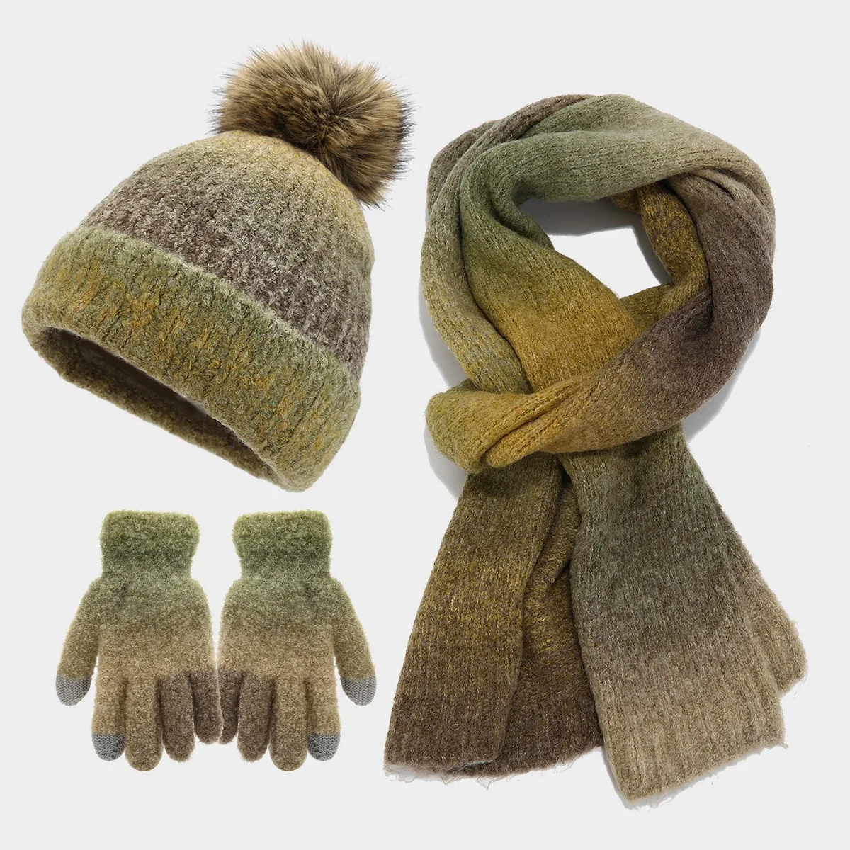 Mulheres inverno gorro chapéu luvas longo cachecol conjunto 3 pçs colorido tie-dye crânio bonés velo forrado cachecóis inverno boné luvas conjunto presente