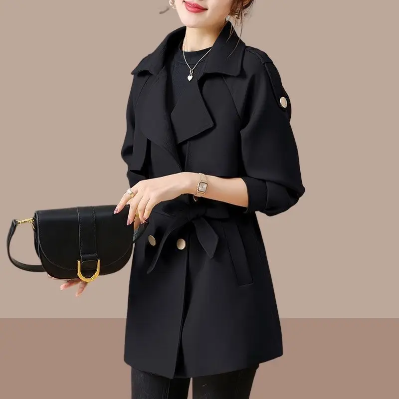

New Small Windbreaker Mid-length Spring and Autumn Coat Temperament Versatile Coat